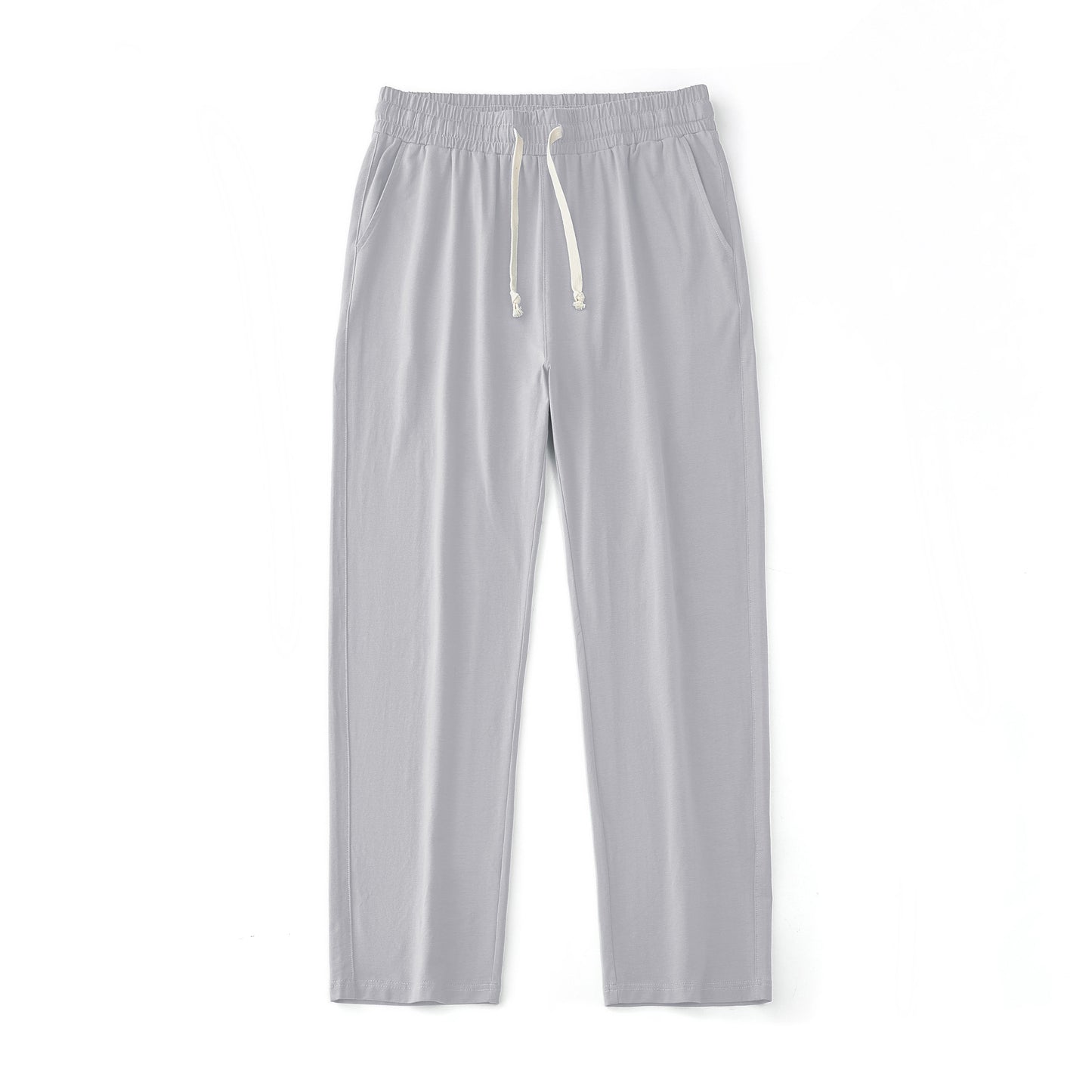 Mens Solid-Color Straight-Leg Lace-Up All-Match Sports Pants For Men