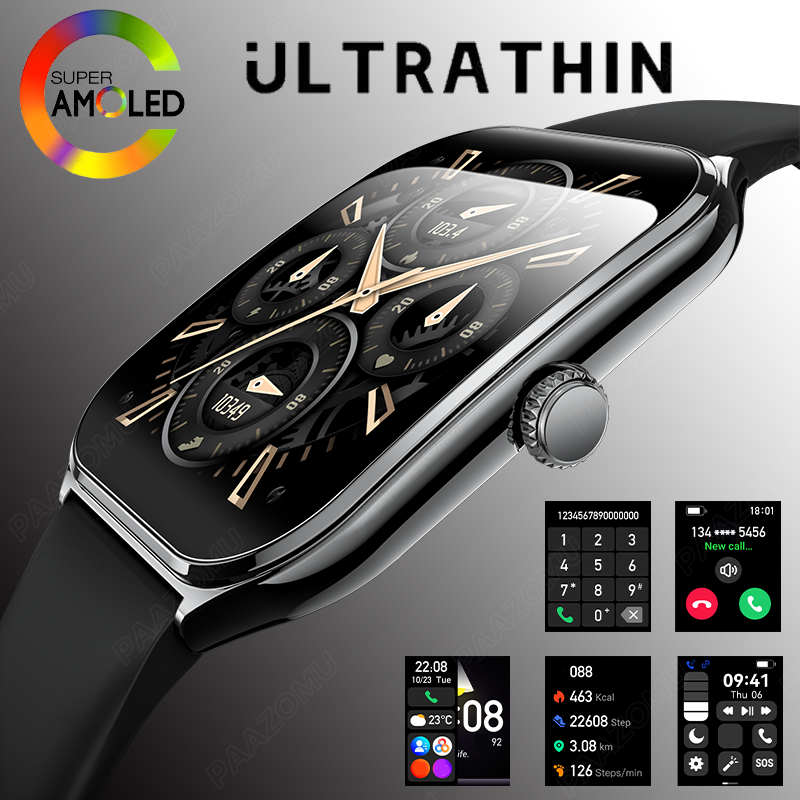 New Ultra Thin Smart Watch men 1.96" AMOLED 360*360 HD Pixel Display Always Show Time Call Reminder Smartwatch Ladies For huawei