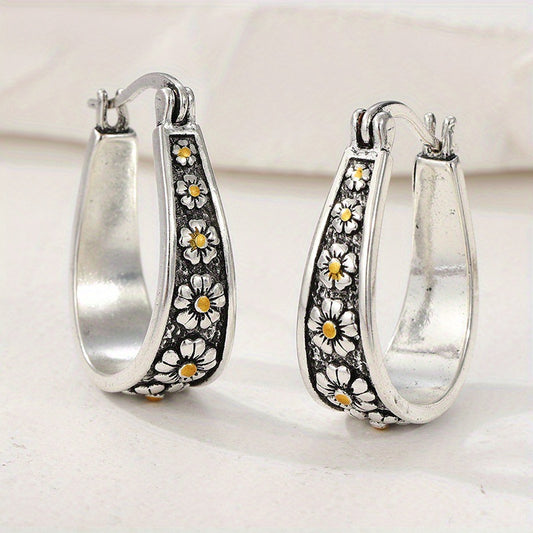 Womens Vintage Distressed Statement Earrings