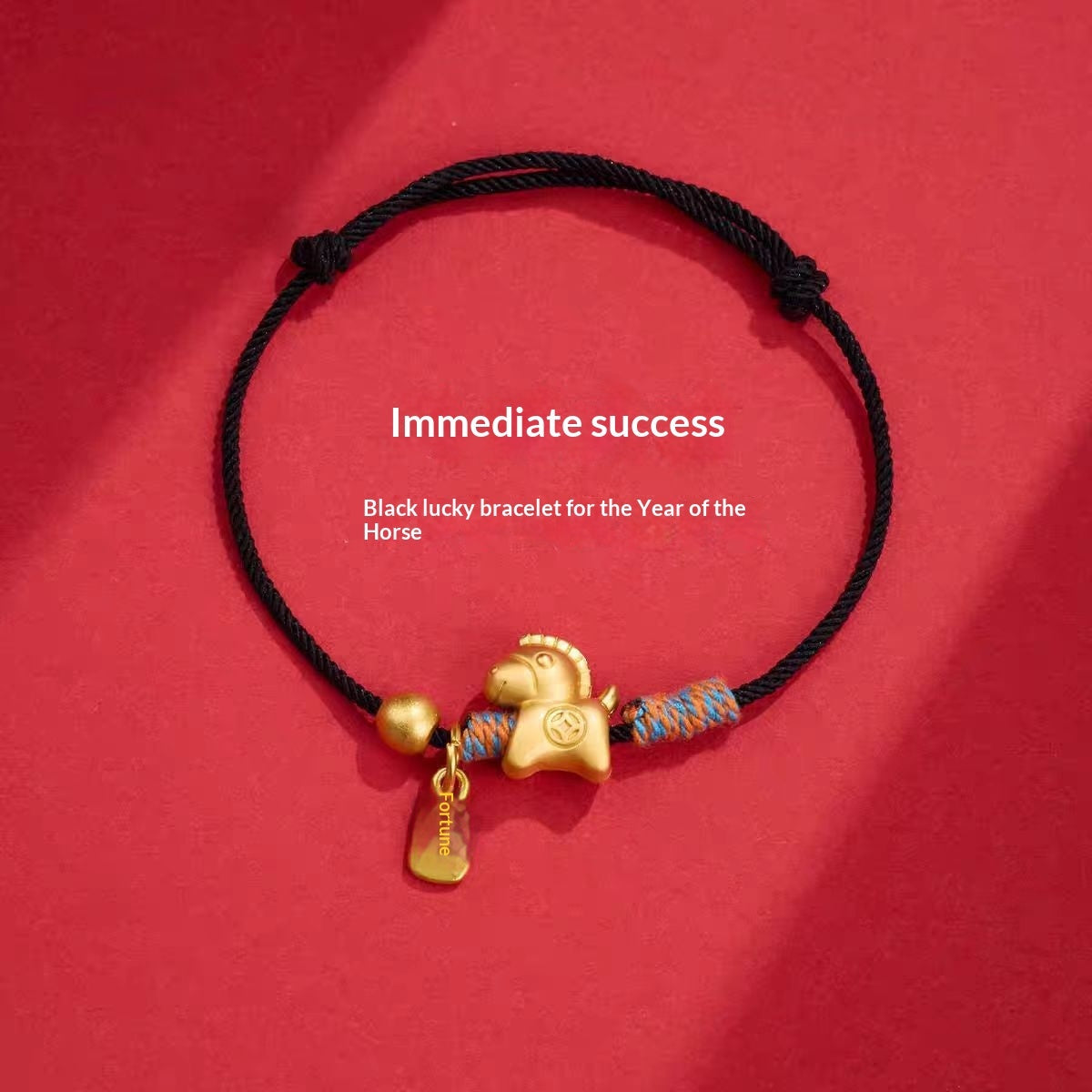 Year Of The Horse Handwoven Bracelet With Money Horse Blessing Charm For Women In Red Cord