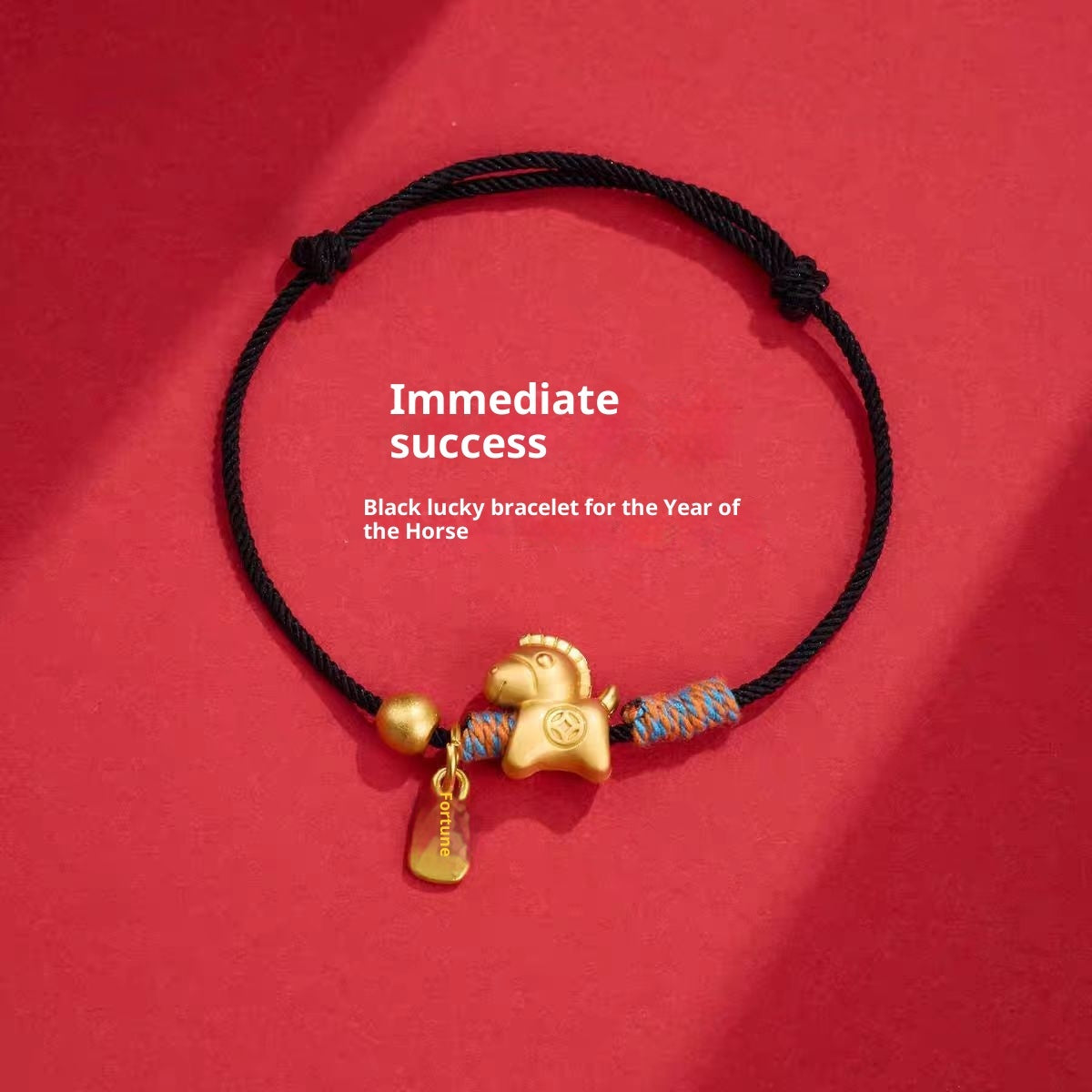 Year Of The Horse Handwoven Bracelet With Money Horse Blessing Charm For Women In Red Cord