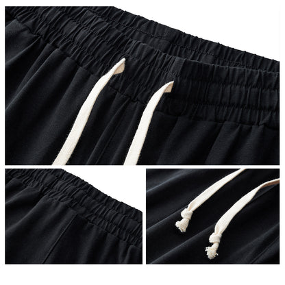 Mens Solid-Color Straight-Leg Lace-Up All-Match Sports Pants For Men