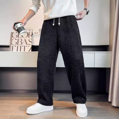 New Starry Sky Slanted-Stripe Loose Straight-Cut Casual Pants