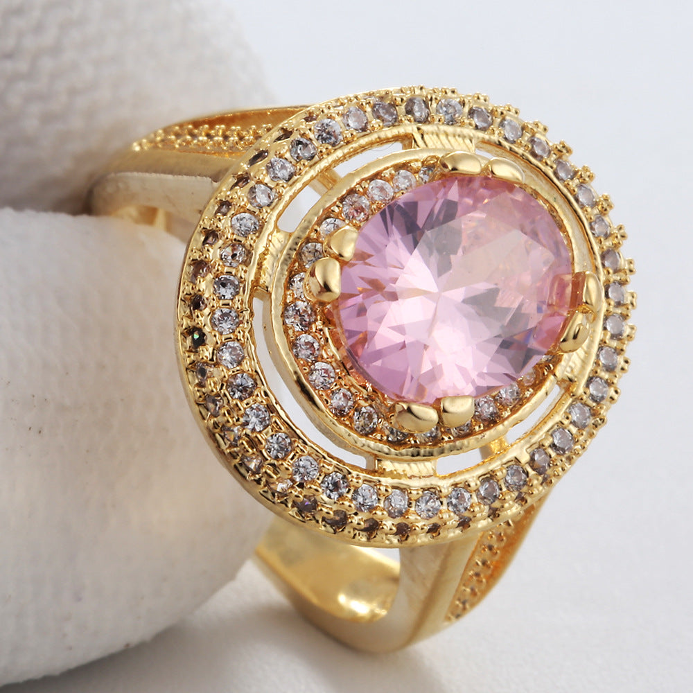 Copper Plate Inlaid Zircon Ring