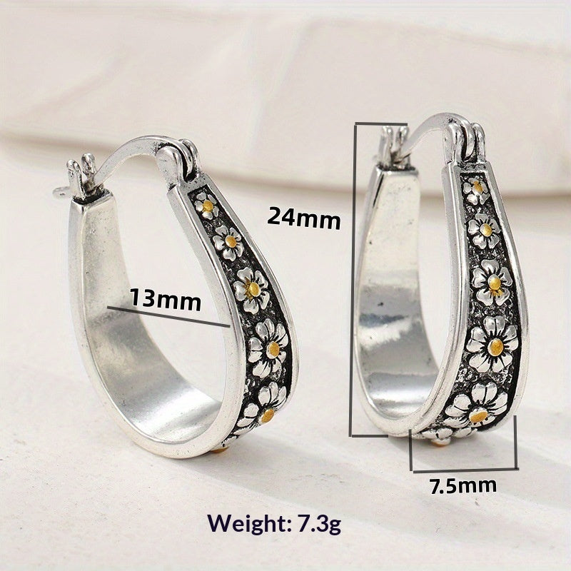 Womens Vintage Distressed Statement Earrings