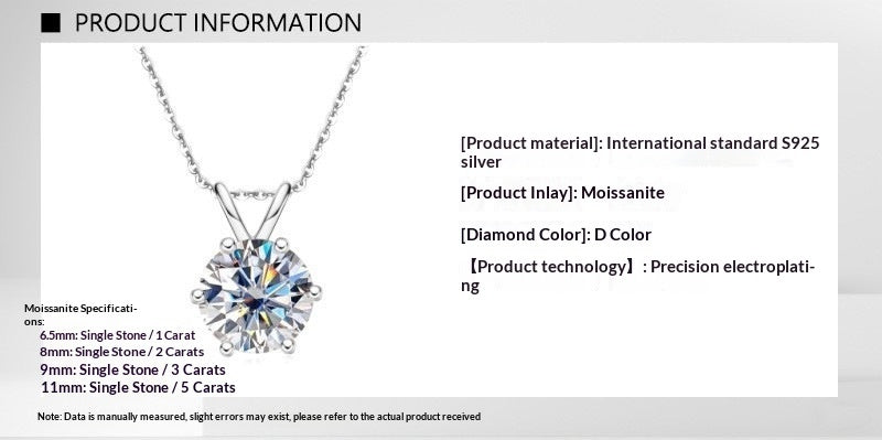 Moissanite 925 Sterling Silver Pendantlight Luxury Fashion-forward Necklace Accessory