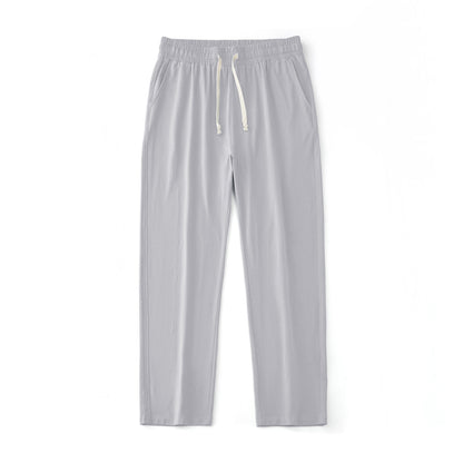 Mens Solid-Color Straight-Leg Lace-Up All-Match Sports Pants For Men
