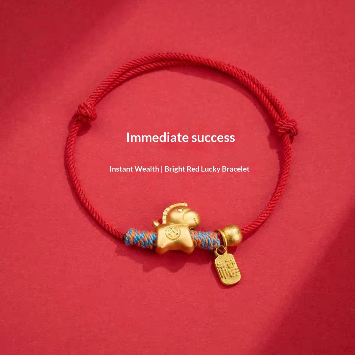 Year Of The Horse Handwoven Bracelet With Money Horse Blessing Charm For Women In Red Cord