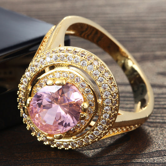 Copper Plate Inlaid Zircon Ring