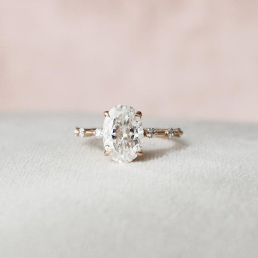 Moissanite Ring In Rose Gold Delicate Band