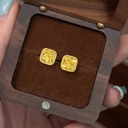 Womens Square Ice-Crushed Stud Earrings