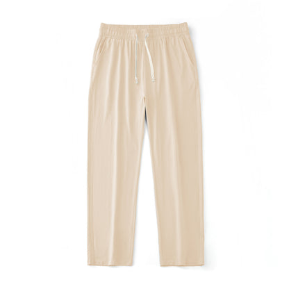 Mens Solid-Color Straight-Leg Lace-Up All-Match Sports Pants For Men