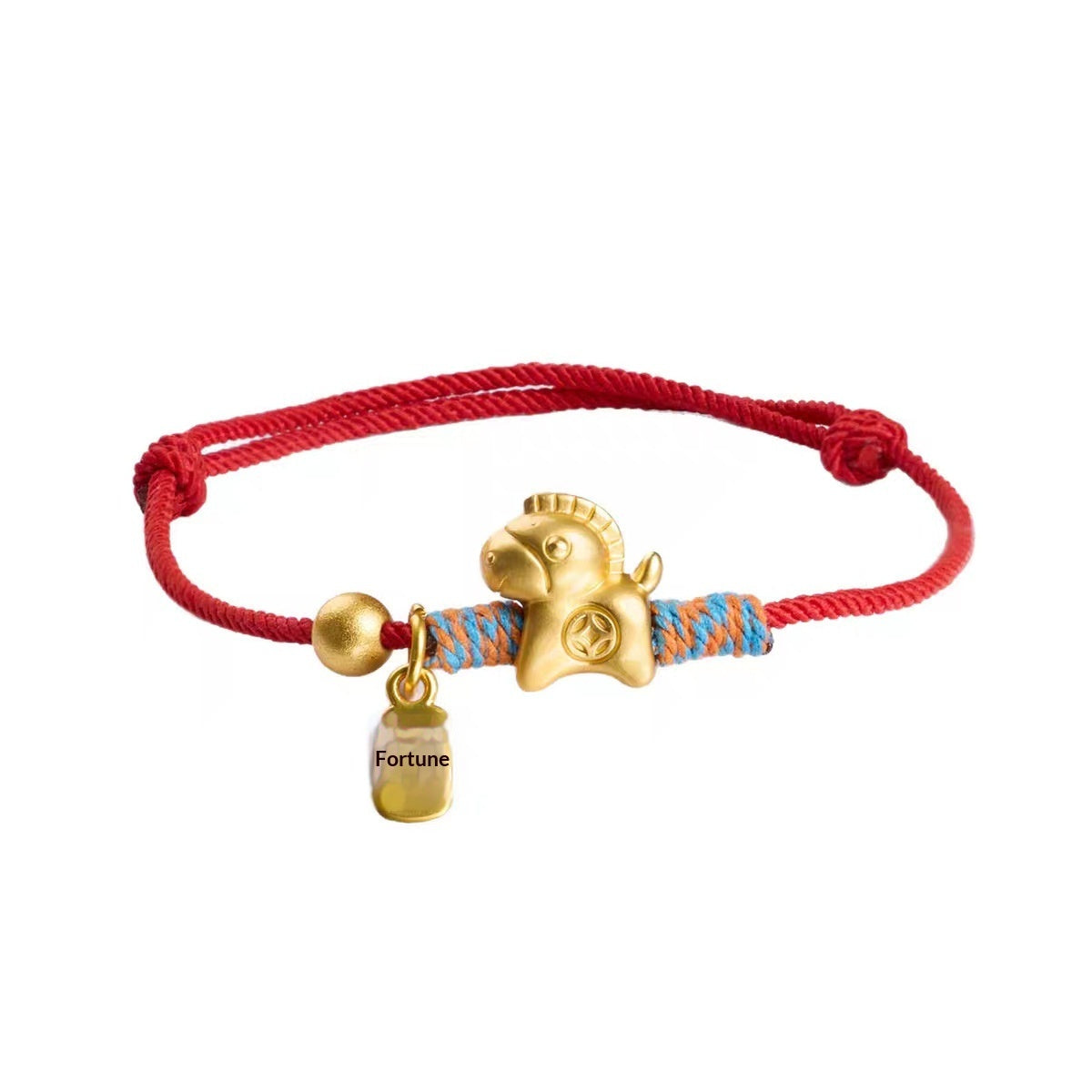 Year Of The Horse Handwoven Bracelet With Money Horse Blessing Charm For Women In Red Cord
