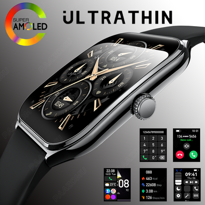 New Ultra Thin Smart Watch men 1.96" AMOLED 360*360 HD Pixel Display Always Show Time Call Reminder Smartwatch Ladies For huawei