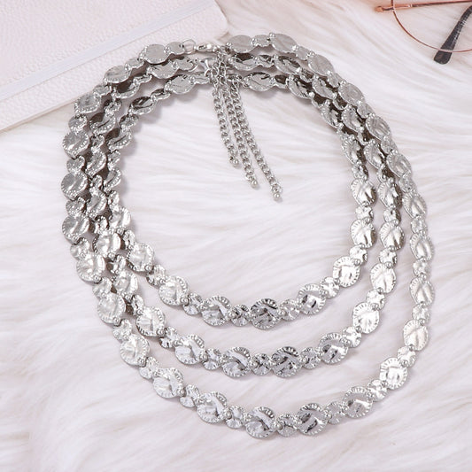 Bold Fashionable And Versatile Alloy Layered Badge And Coin Necklace With A Multi-layered High-end Design