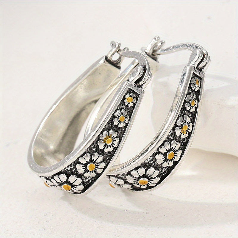 Womens Vintage Distressed Statement Earrings