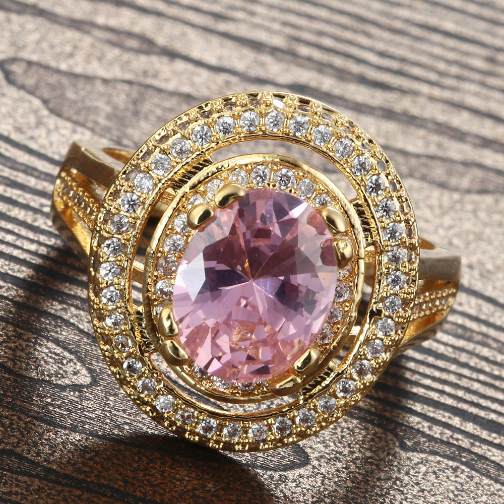 Copper Plate Inlaid Zircon Ring