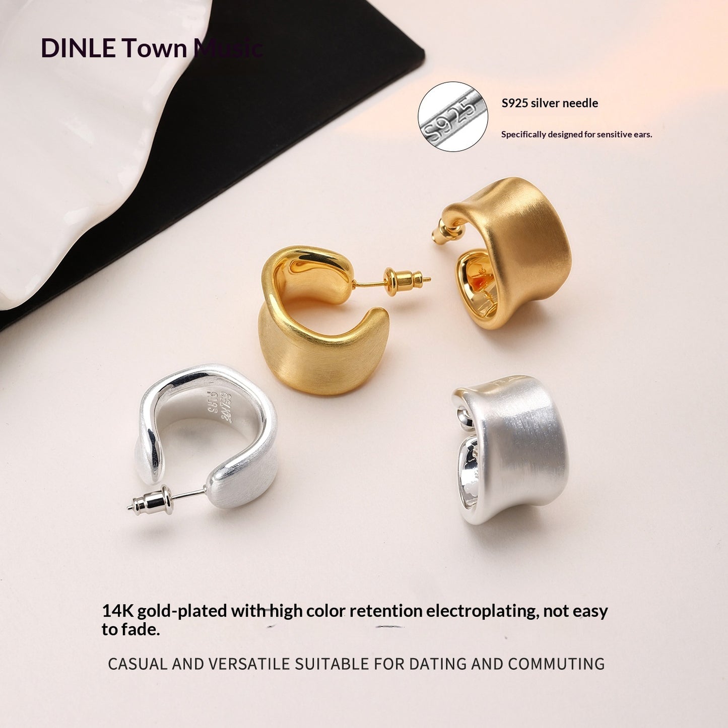 Simple Retro Design Womens Alloy Hoop Earrings