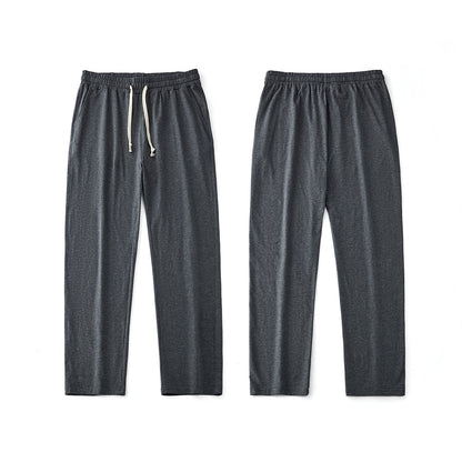 Mens Solid-Color Straight-Leg Lace-Up All-Match Sports Pants For Men