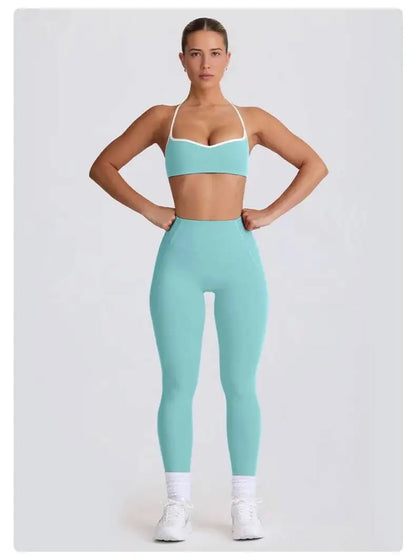 2025 New Women's Yoga Set-High Waist Butt-Lifting Slim Workout Outfit,Backless Sports Bra&Compression Leggings For Yoga, Gym 2 sold